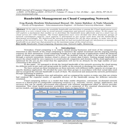 Bandwidth Management on Cloud Computing Network