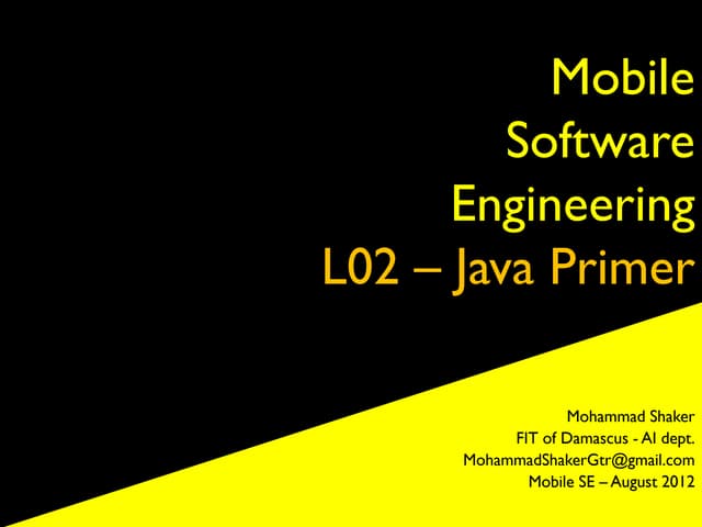 Mobile Software Engineering Crash Course - C02 Java Primer