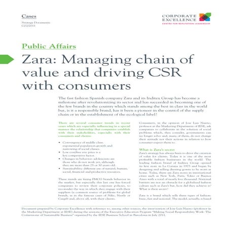 Zara, managing chain of value and driving csr with consumers
