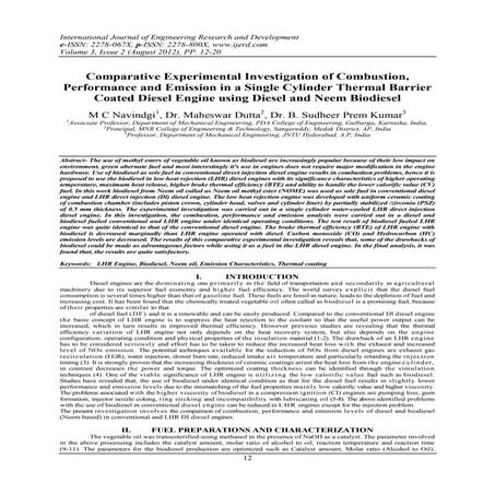 Computer simulation of ci engine for diesel and biodisel blends | PDF
