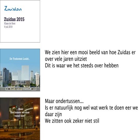 Presentatie Klaas de Boer 6 juli 2010 Zuidas 2015