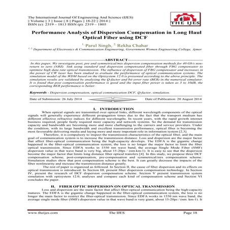 	Performance Analysis of Dispersion Compensation in Long Haul Optical Fiber u...