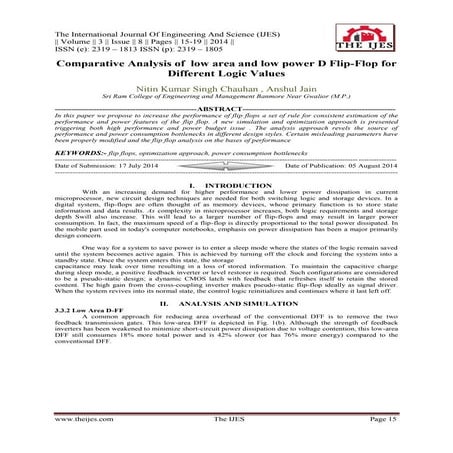 Comparative Analysis of low area and low power D Flip-Flop for Different Logi...