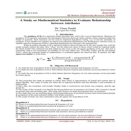 A Study on Mathematical Statistics to Evaluate Relationship between Attributes