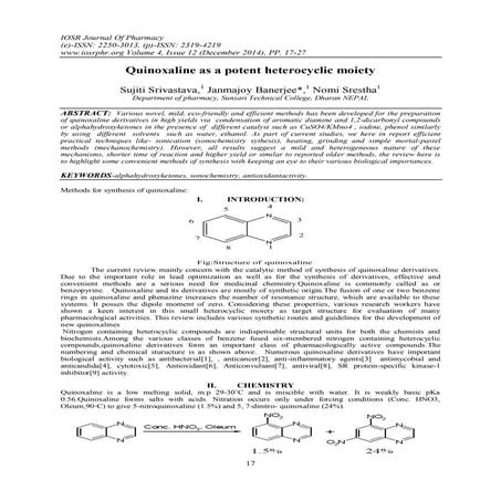 Quinoxaline as a potent heterocyclic moiety