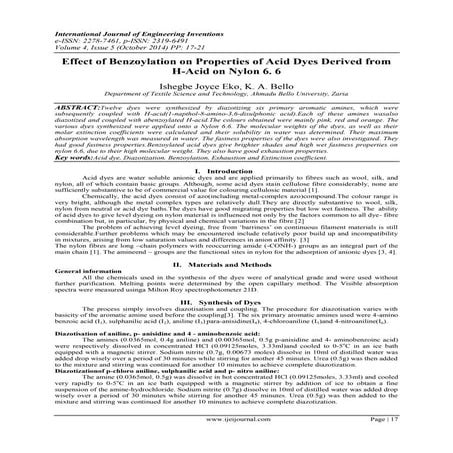 Effect of Benzoylation on Properties of Acid Dyes Derived from H-Acid on Nylo...