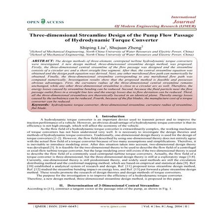 Three-dimensional Streamline Design of the Pump Flow Passage  of Hydrodynamic...