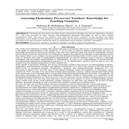 Assessing Elementary Pre-service Teachers' Knowledge for Teaching Geometry