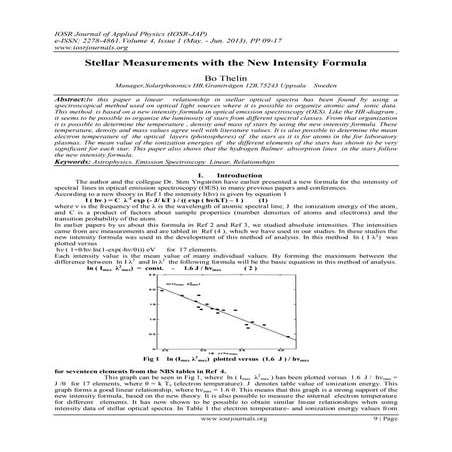 Stellar Measurements with the New Intensity Formula
