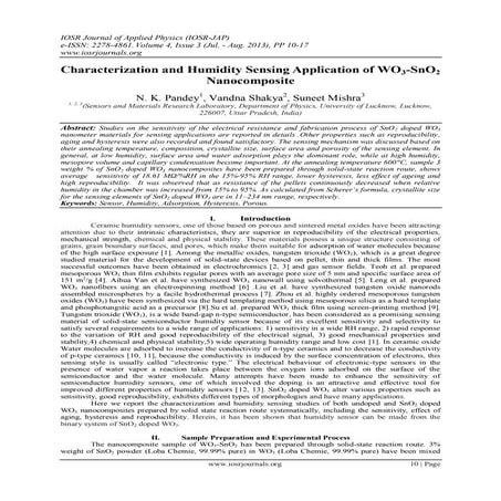 Characterization and Humidity Sensing Application of WO3-SnO2 Nanocomposite