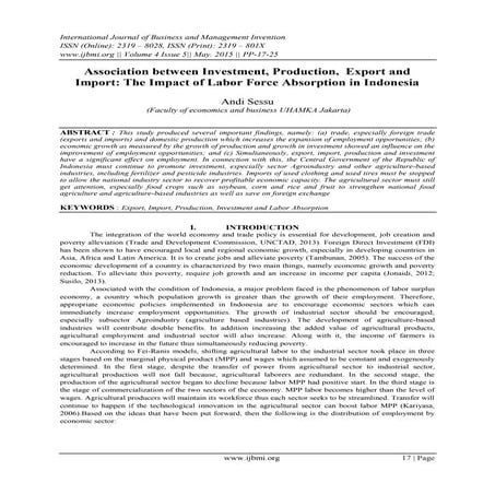 	Association between Investment, Production, Export and Import: The Impact of...