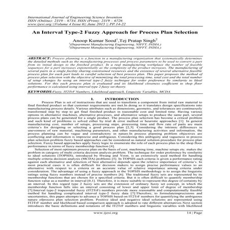 	An Interval Type-2 Fuzzy Approach for Process Plan Selection