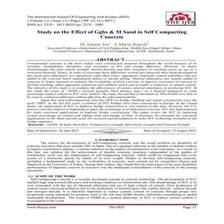 Study on the Effect of Ggbs & M Sand in Self Compacting oncrete