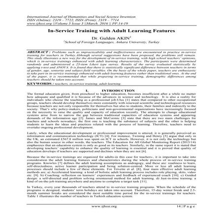 In-Service Training with Adult Learning Features