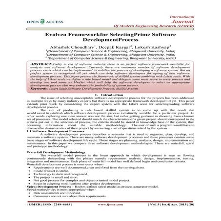 Evolvea Frameworkfor SelectingPrime Software DevelopmentProcess