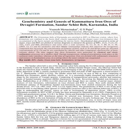 Geochemistry and Genesis of Kammatturu Iron Ores of Devagiri Formation, Sandu...
