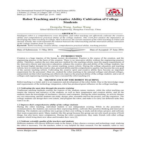 Robot Teaching and Creative Ability Cultivation of College Students