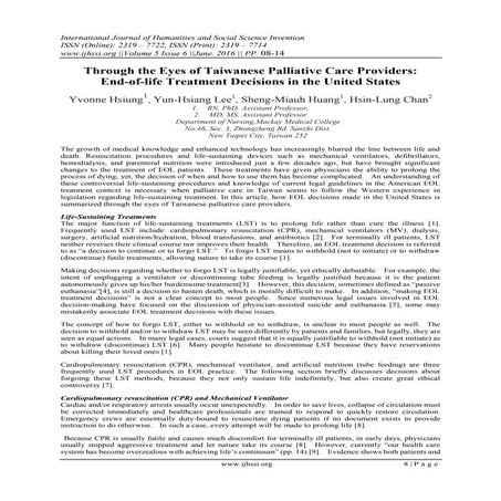 Through the Eyes of Taiwanese Palliative Care Providers: End-of-life Treatmen...