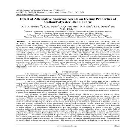 Effect of Alternative Scouring Agents on Dyeing Properties of Cotton/Polyeste...