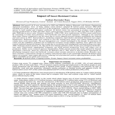 Impact of Insect Resistant Cotton
