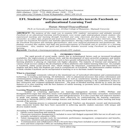 EFL Students’ Perceptions and Attitudes towards Facebook as anEducational Lea...