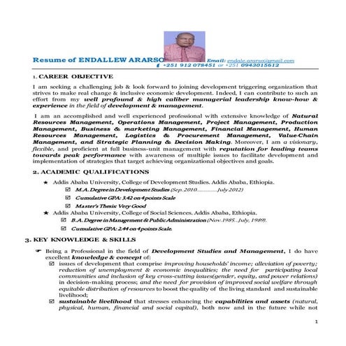 Resume of ENDALLEW ARARSO