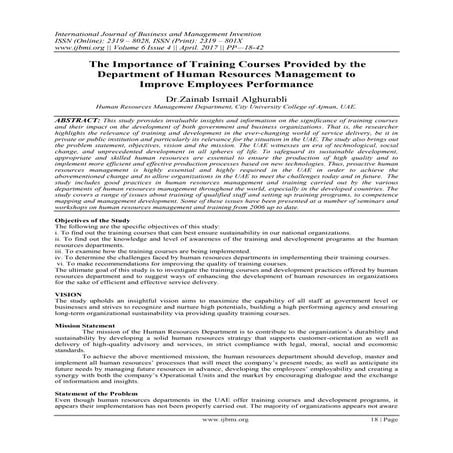 The Importance of Training Courses Provided by the Department of Human Resour...