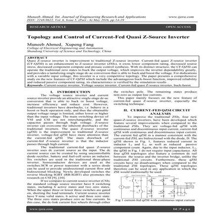 Topology and Control of Current-Fed Quasi Z-Source Inverter