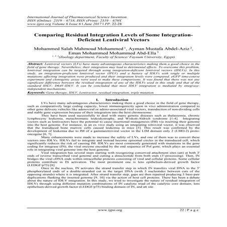 Comparing Residual Integration Levels of Some IntegrationDeficient Lentiviral...
