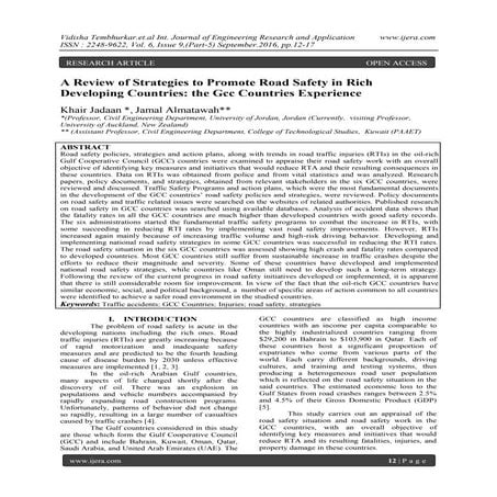 A Review of Strategies to Promote Road Safety in Rich Developing Countries: t...