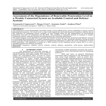 Assessment of the Dependence of Renewable Penetration Level in a Weakly Conne...