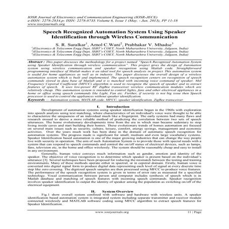 Speech Recognized Automation System Using Speaker Identification through Wire...