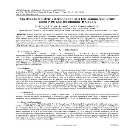 Spectrophotometric determination of a few commercial drugs using NBS and Rhod...