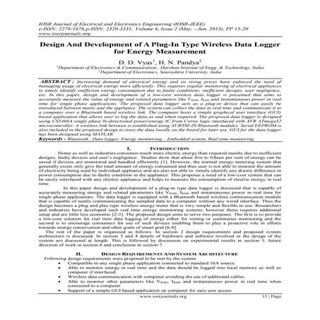 Design And Development of A Plug-In Type Wireless Data Logger for Energy Meas...
