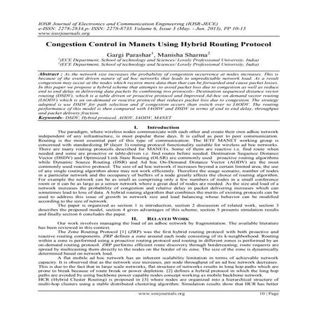 Congestion Control in Manets Using Hybrid Routing Protocol