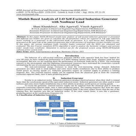 Matlab Based Analysis of 3-Ø Self-Excited Induction Generator with Nonlinear ...