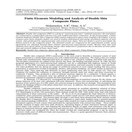 Finite Elements Modeling and Analysis of Double Skin Composite Plates | PDF