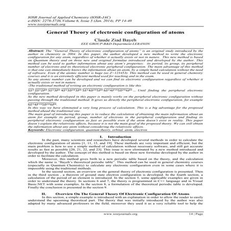 General Theory of electronic configuration of atoms