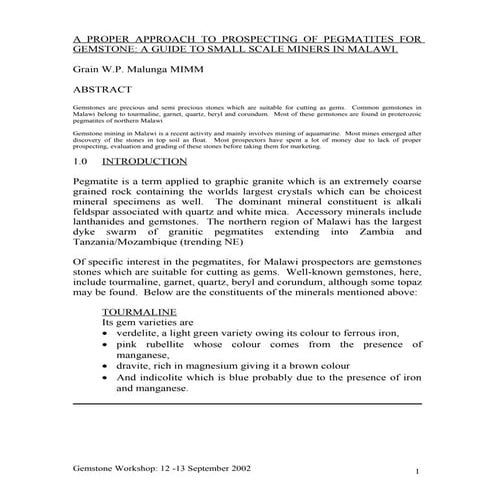 A PROPER APPROACH TO PROSPECTING OF PEGMATITES E