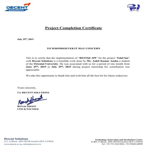 Certificate - Ankit Kumar Anshu