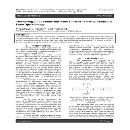 Monitoring of the Sulfur and Nano Silver in Water by Method of Laser Spectros...