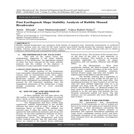 Post Earthquack Slope Stability Analysis of Rubble Mound Breakwater