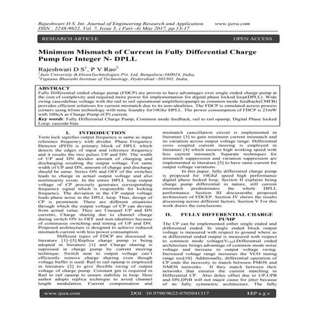 Minimum Mismatch of Current in Fully Differential Charge Pump for Integer N- ...