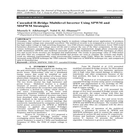 Cascaded H-Bridge Multilevel Inverter Using SPWM and MSPWM Strategies