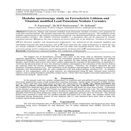 Modulus spectroscopy study on Ferroelectric Lithium and Titanium modified Lea...