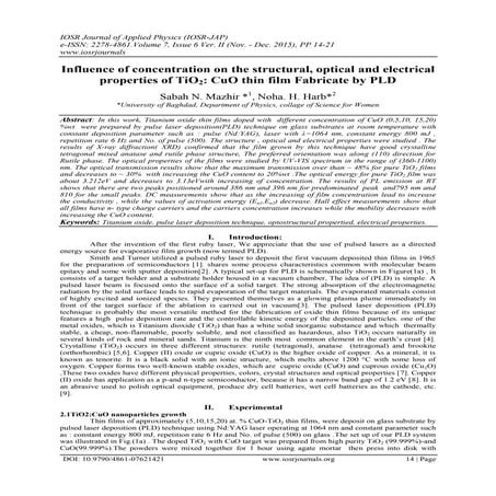 Influence of concentration on the structural, optical and electrical properti...