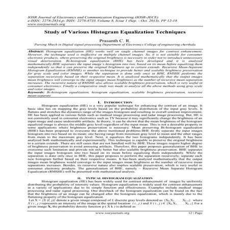 COLOUR IMAGE ENHANCEMENT BASED ON HISTOGRAM EQUALIZATION | PDF