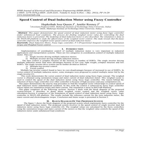 Speed Control of Dual Induction Motor using Fuzzy Controller 
