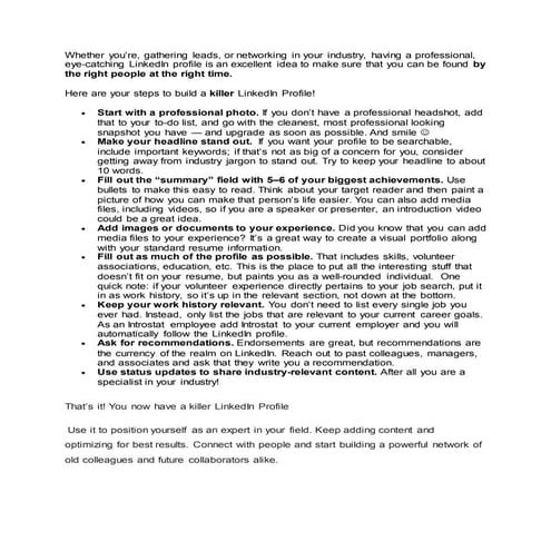 how to create a profile