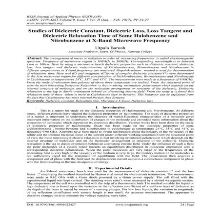Studies of Dielectric Constant, Dielectric Loss, Loss Tangent and ...